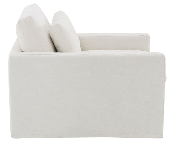 English Elm Naveen Ivory Fabric Swivel Chair with Toss Pillow — Plush Foam Seat, 360° Swivel, Wooden Frame Comfort B2726P242441