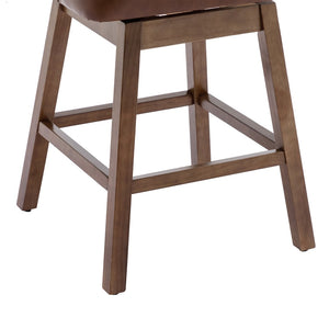 English Elm United We Win Quilted Microsuede Swivel Barstool with Wood Legs and Gold Rivet Trim Brown W1568P361704