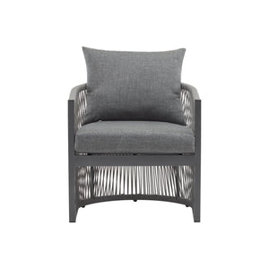 English Elm Christopher Knight Home® - Modern Gray Curved Aluminum Lounge Chair with Rope-Weave Frame, Weatherproof Cushions & Ergonomic Comfort for Patio and Indoor Spaces N767P237033G
