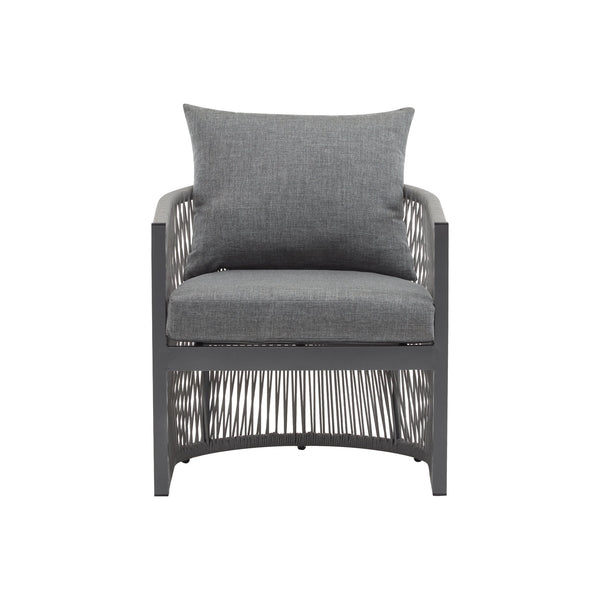 English Elm Christopher Knight Home® - Modern Gray Curved Aluminum Lounge Chair with Rope-Weave Frame, Weatherproof Cushions & Ergonomic Comfort for Patio and Indoor Spaces N767P237033G