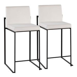 English Elm Fuji Contemporary High Back Counter Stool Set Of 2 In Black Steel & Velvet - Modern Luxury Seating B202P221954