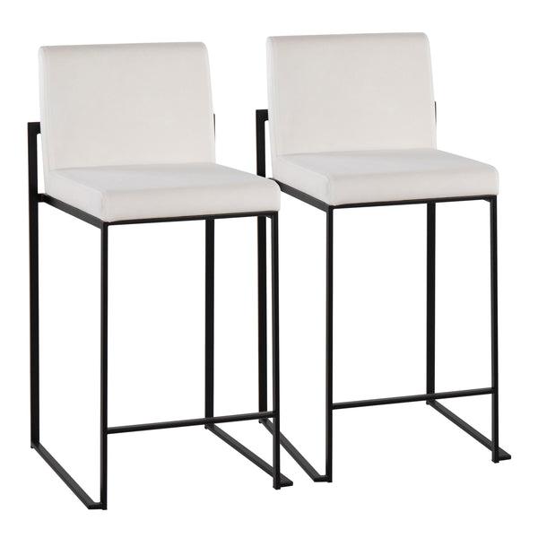 English Elm Fuji Contemporary High Back Counter Stool Set Of 2 In Black Steel & Velvet - Modern Luxury Seating B202P221954