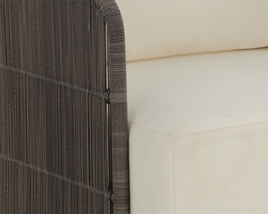 Sunpan Ravenna Swivel Armchair - Durable Outdoor Comfort with Teak Wood Base & UV-Resistant Cushions