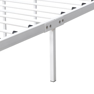 English Elm Metal Platform Bed Frame Queen White - Victorian Headboard, 450lb Support, No Box Spring, Storage W840P296694