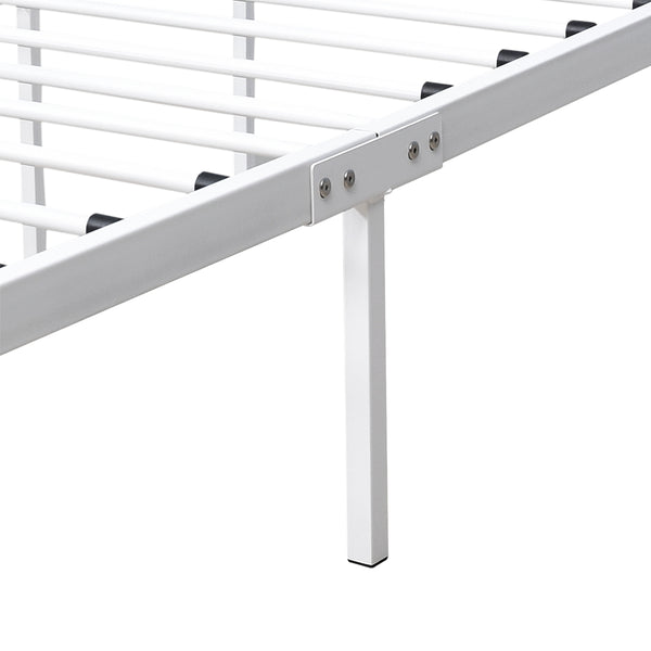 English Elm Metal Platform Bed Frame Queen White - Victorian Headboard, 450lb Support, No Box Spring, Storage W840P296694