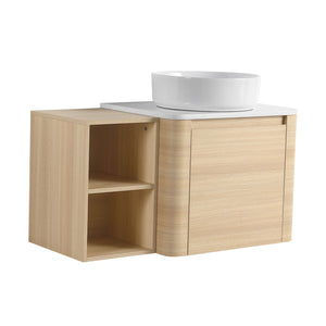 English Elm 36'' Wall-Mounted Bathroom Vanity With Stylish Ceramic Sink, Soft-Close Door, And Smart Storage Solutions W999S00467