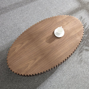 English Elm Modern Drum Coffee Table 47.6" Oval Ellipse Design with Sturdy Pedestal Base for Stylish Living Walnut W2582P251185