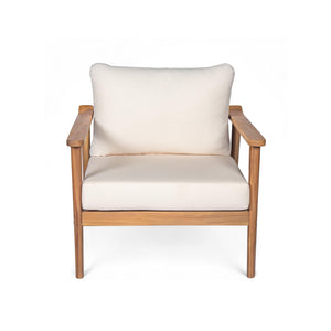 English Elm Christopher Knight Home® - Mid-Century Outdoor Lounge Chair Teak with Plush Cushions, Weather-Resistant Solid Wood for Patio Comfort N767P254923T