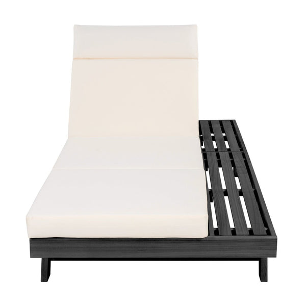 English Elm Lounge Chaise Outdoor Acacia Wood Slatted Frame with Water Resistant Cushion Resort Style Black,Cream N770P442B67C
