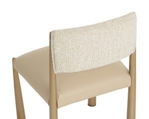 Sunpan BAYARD Dining Chair - Elegant Antique Brass Legs with Textured Santa Cruz Oatmeal & Napa Beige Upholstery 112804