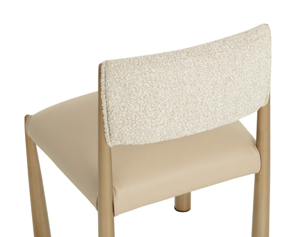 Sunpan BAYARD Dining Chair - Elegant Antique Brass Legs with Textured Santa Cruz Oatmeal & Napa Beige Upholstery 112804