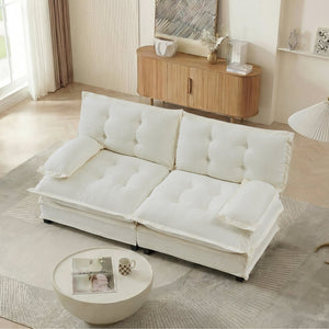 English Elm 77 Inch Chenille Cloud Loveseat Modular Deep Seat Sofa for Living Room or Apartment Beige W714S01674