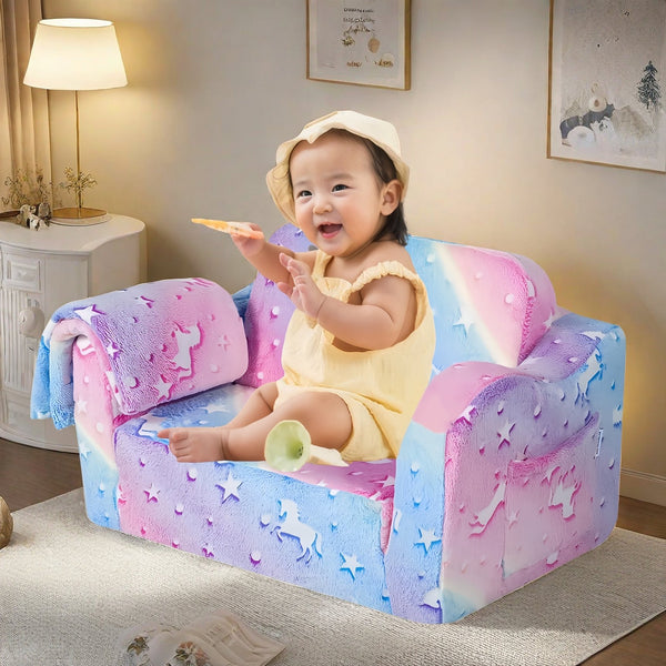 English Elm Compression Kids Sofa Pink Convertible 2-in-1 Foldable Lounger Sleeper Compact Soft Foam Seat for Small Rooms, Restores Shape in 72 Hours W1183P229937