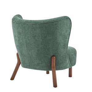 English Elm Christopher Knight Home® - Bella Plush Upholstered Armless Accent Chair with Curved Boucle Design, Birch Wood Legs, Cozy Support Green 31 L x 27 W x 19 H N776P246078G