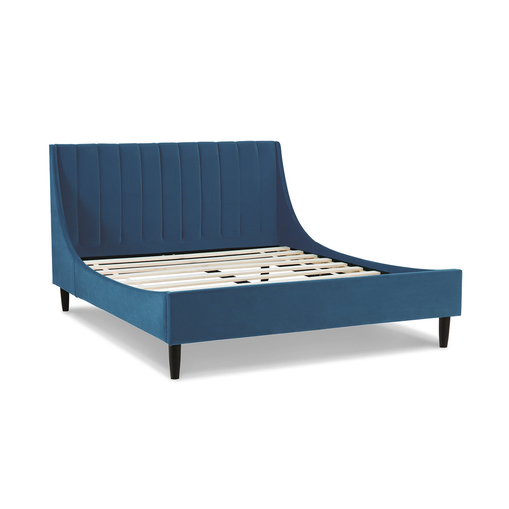English Elm Jennifer Taylor Home - Aspen Vertical Tufted Queen Platform Bed Set In Luxurious Satin Teal Velvet For Modern Bedrooms B2719P238506