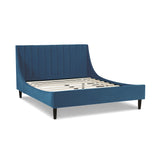 English Elm Aspen Vertical Tufted Modern Headboard Platform Bed Set, Queen, Satin Teal Blue Velvet