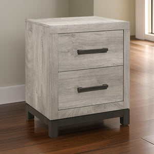 English Elm Deena 2 Drawer Nightstand Wood Grain Gray Finish with Metal Handles for Bedroom B056P416823