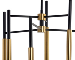 Sunpan Hewitt Chandelier - Stunning Black and Brass Iron Design for Dramatic Ambiance in Any Space Large - 21.25W x 22D x 80H