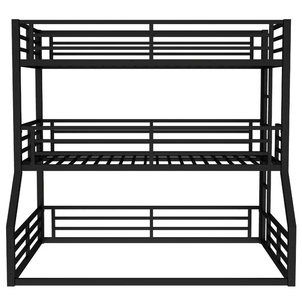 English Elm Twin Metal Triple Bunk Bed - Stylish Space-Saving Design With Safety Guardrails & Noise Reduction Features W1580S00169-GIGA