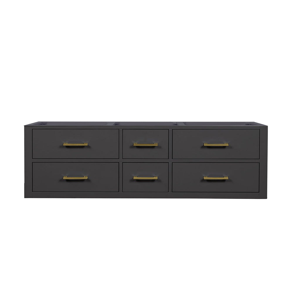 English Elm Black Double Bath Vanity - 60" W X 22" D, Midcentury Modern Design With Soft-Close Drawers & Storage B2731P258029