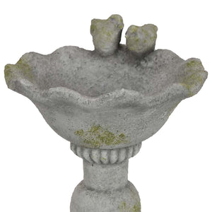 English Elm Ivina Terracotta Bird Bath Feeder Rustic Garden Ornament with Scalloped Basin Grey Green B056P416948