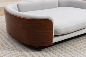 English Elm Scandinavian Elevated Dog Bed Luxury Pet Sofa with Walnut Bent Wood Back Velvet Gray, Large Size W794P366327