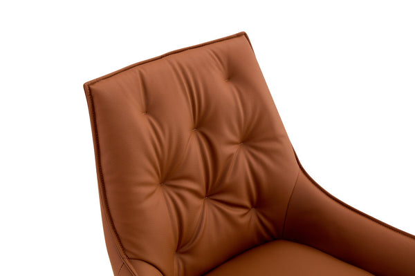 English Elm Dining Chairs Set Of 2 - Stylish Camel Faux Leather With Gold Mesh Accents And Black Legs For Comfort W3493P359746