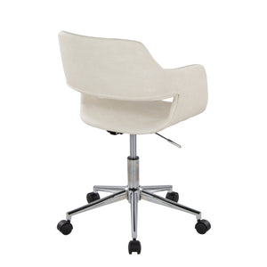 English Elm Margarite Contemporary Task Chair - Chrome Metal & Cream Faux Leather For Modern Workspaces Comfort B202P223921