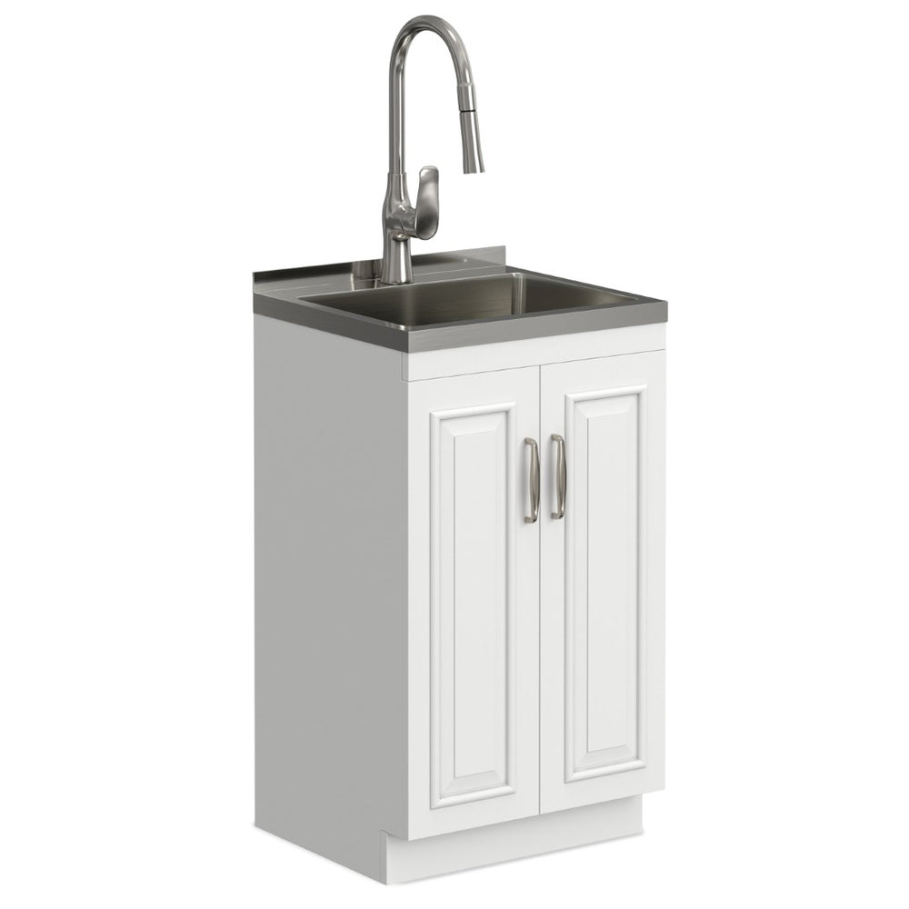 English Elm Darwin Stainless Steel Utility Sink with Shaker Cabinet for Laundry and Garage B136P427213