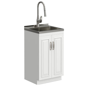 English Elm Darwin Stainless Steel Utility Sink with Shaker Cabinet for Laundry and Garage B136P427213
