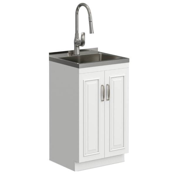English Elm Darwin Stainless Steel Utility Sink with Shaker Cabinet for Laundry and Garage B136P427213