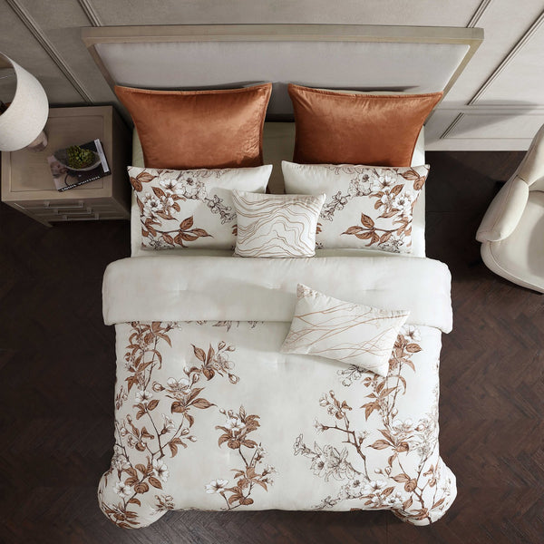 English Elm Oaklyn 5 Pc Queen Comforter Set In Rich Spice - Luxurious Soft Polyester With Coordinating Shams & Pillows B340P341944