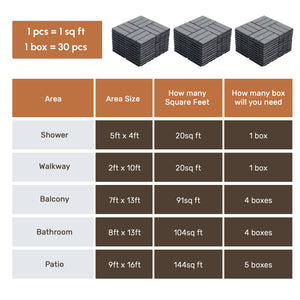 English Elm 30 Interlocking Deck Tiles Checker Pattern 12" x 12" Acacia Hardwood Outdoor Flooring Waterproof, DIY-Friendly, Mold-Resistant Light Gray W2391P288857
