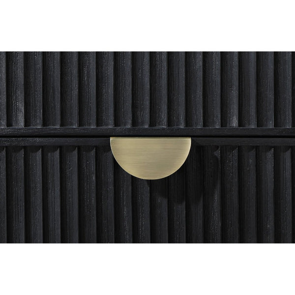 English Elm Black Fluted California King Bedroom Set with Wire-brushed Finish and Golden Hardware B062S01839