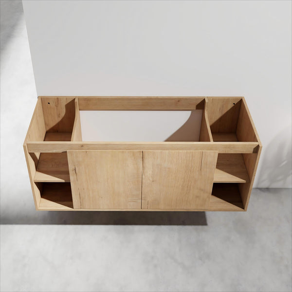 English Elm 48" Wall Mounted Bathroom Vanity With Soft Closing Doors, Open Storage, Stylish & Durable Design W999125012