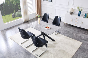 English Elm Modern Extendable Rectangular Dining Table with Scratch‑Resistant MDF Top and Matte Geometric Legs, Space‑Saving Centerpiece for Home or Office W3493S00008