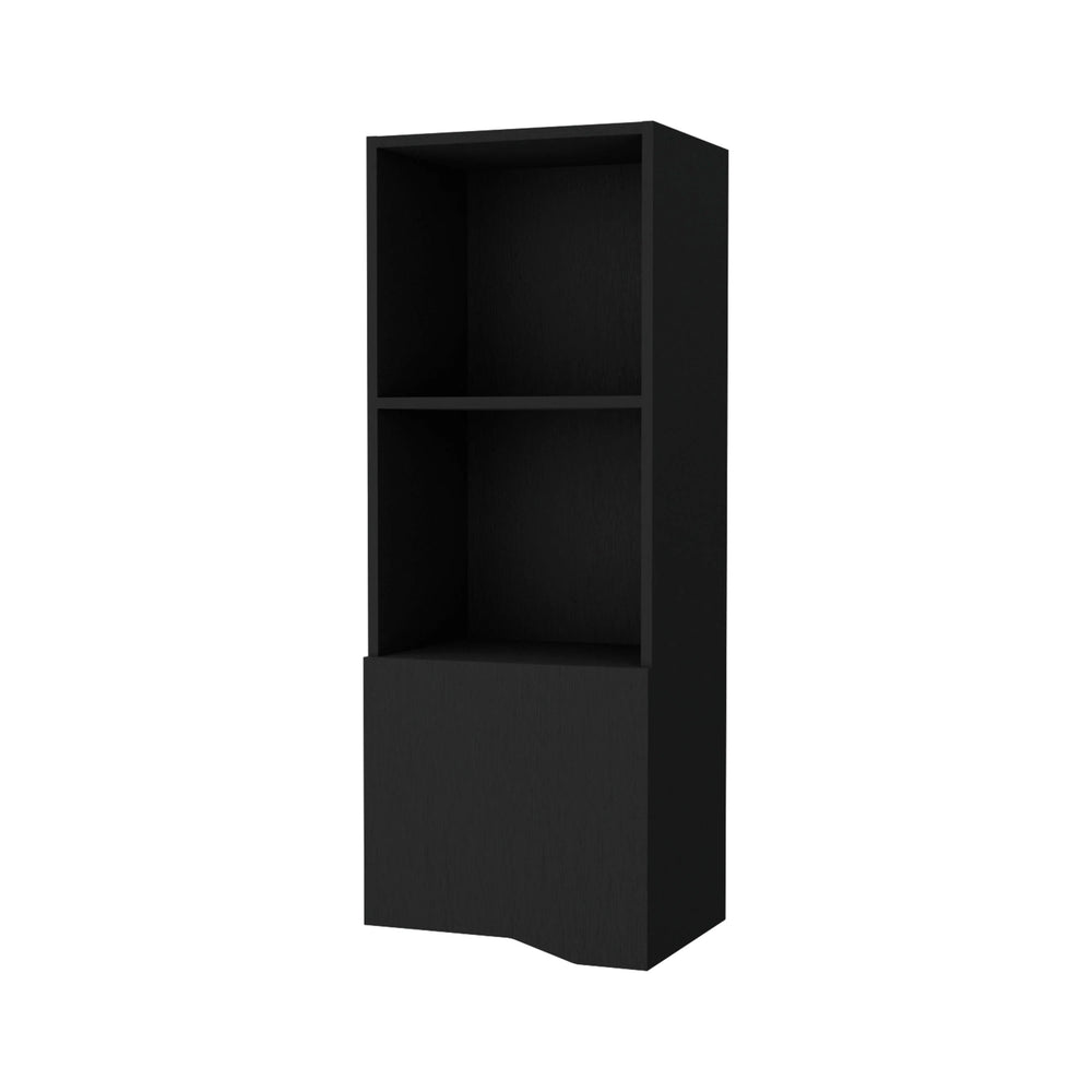 English Elm Wenge Wall Cabinet with One Door — Modern Wenge Finish Storage Cabinet, Enclosed Shelf, Stylish Living Room Accent B062P252132