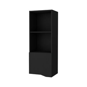 English Elm Wenge Wall Cabinet with One Door — Modern Wenge Finish Storage Cabinet, Enclosed Shelf, Stylish Living Room Accent B062P252132