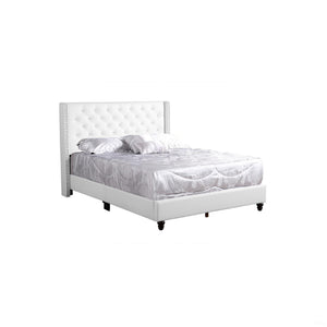 English Elm Chic Full Upholstered Transitional Bed in Bright White PU — 50"H x 60"W x 80"D, Soft, Sturdy Design B078118290