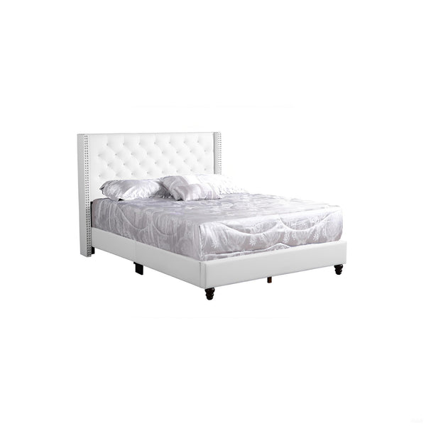 English Elm Elegant Tufted Queen Bed Frame with Adjustable Headboard, Support Slats & Durable Legs for Comfort and Style White 8 L x 65 W x 28 H B078118292