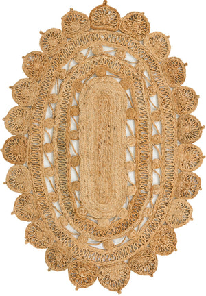 Unique Loom Braided Jute Punita Hand Braided Novelty Rug Natural,  4' 1" x 6' 1"