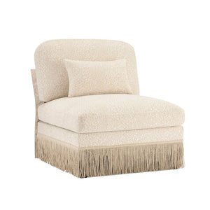 English Elm Armless Modular Sofa Leopard Chenille Upholstered Glam Living Room Accent Piece Beige Brown W5656P454360