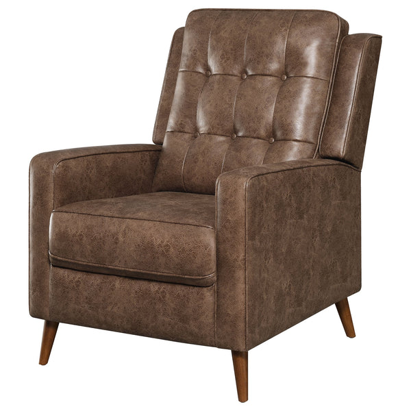 English Elm Davidson Plush Brown Tufted Leatherette Recliner - Timeless Upholstered Comfort, Solid Hardwood Legs B062P344946