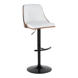 English Elm Gianna Adjustable Barstool Set Of 2 - Mid-Century Modern Swivel Design In Black Metal & Walnut Wood B202S00888