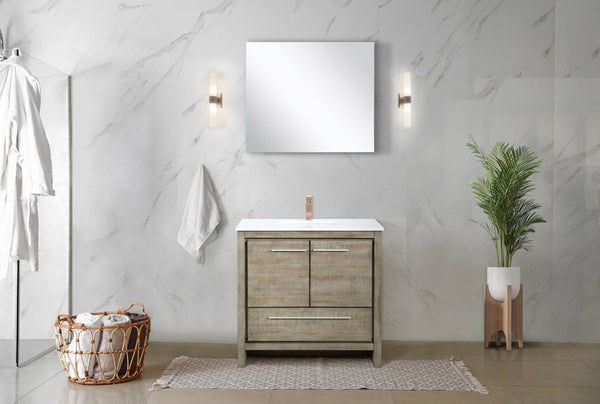 English Elm Rustic Acacia Bath Vanity With Cultured Marble Top & Rose Gold Faucet - Stylish Storage Solution! B2731P259362-GIGA