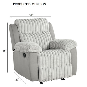 English Elm Transitional Glider Recliner with No-Gap Footrest, Plush Pillow Arms and Attached Back Cushion for Comfort Gray 30 L x 35 W x 26 H B2741P391763