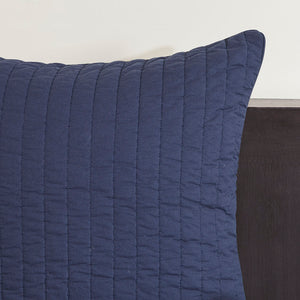 JLA Home INK+IVY - Cotton Quilted Euro Sham with Embroidered Texture, Breathable 26x26 Farmhouse Accent Pillow Cover Navy II11-1077
