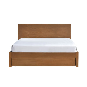 English Elm Full Platform Bed Wire-brushed Wood Finish Paneled Headboard Footboard Storage Drawer B011S02502