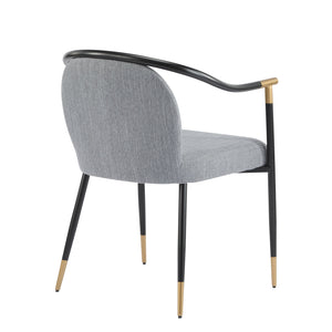 English Elm Christopher Knight Home® - Modern Upholstered Dining Chair with Gold-Tip Accents, Metal Armrests, Heathered Fabric, Set of Two Grey+Black 35.75 L x 22.75 W x 22.5 H N776P195378D