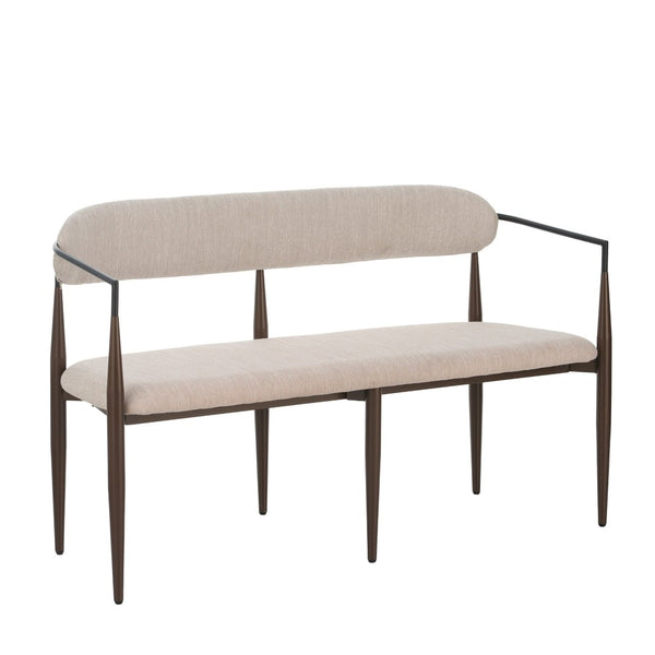 English Elm Metal Boucle Settee Loveseat with Sculptural Toothpick Legs for Modern Living Spaces Beige,Dark Coffee+Black N771P247148H